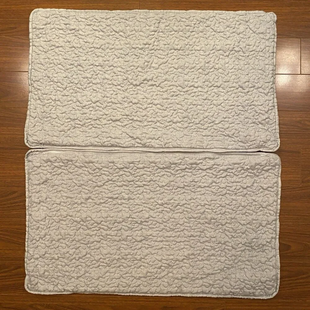JCP Home Expressions King Quilted Pillow Shams Set Blue White Cotton Farmhouse